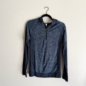 Lululemon Blue Heathered Swiftly Tech Seamless Hooded Quarter Zip Jacket 8